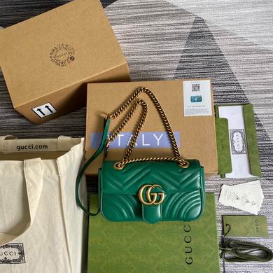 Gucci GG Marmont Mini Shoulder Bag in Green Matelassé Leather