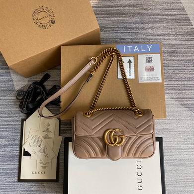 Gucci GG Marmont Mini Matelassé Shoulder Bag in Dusty Rose Beige Leather