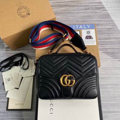 Gucci GG Marmont Small Top-Handle Bag in Black Matelassé Leather