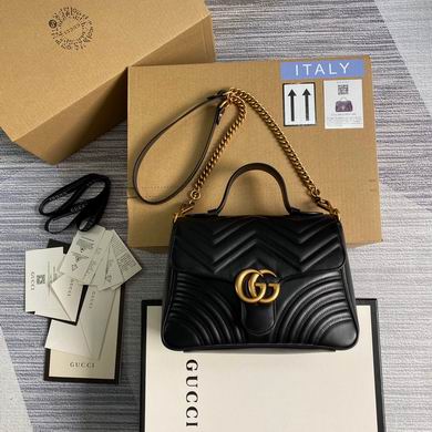 Gucci GG Marmont Small Top-Handle Bag in Black Matelassé Leather