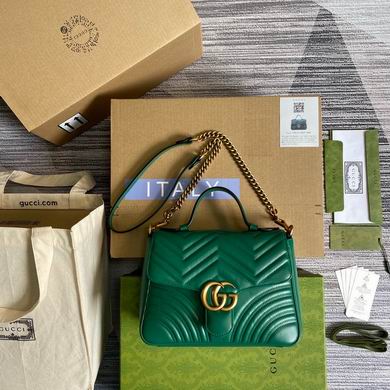 Gucci GG Marmont Small Top-Handle Bag in Green Matelassé Leather