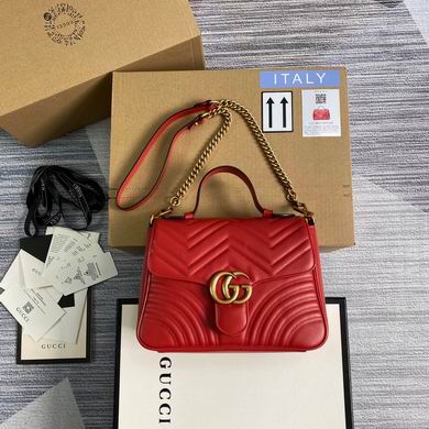 Gucci GG Marmont Small Top-Handle Bag in Red Matelassé Leather