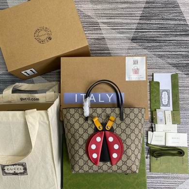 Gucci Children's Ladybug Tote Bag in Beige/Ebony GG Supreme Canvas