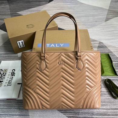 Gucci GG Marmont Medium Tote Bag in Beige Matelassé Chevron Leather