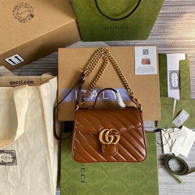 Gucci GG Marmont Mini Top-Handle Bag in Brown Matelassé Leather