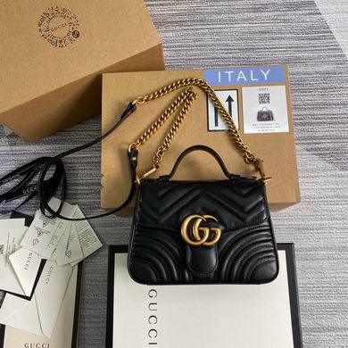 Gucci GG Marmont Mini Top-Handle Bag in Black Matelassé Leather