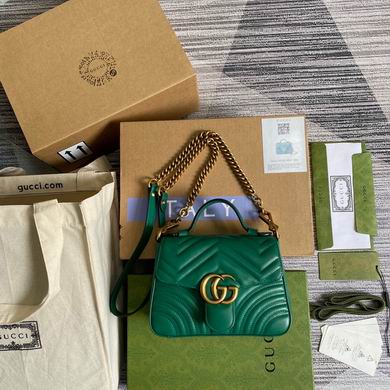 Gucci GG Marmont Mini Top-Handle Bag in Green Matelassé Leather