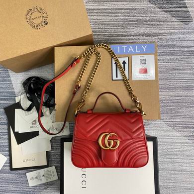 Gucci GG Marmont Mini Top-Handle Bag in Red Matelassé Leather