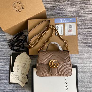 Gucci GG Marmont Mini Top-Handle Bag in Dusty Beige Matelassé Leather