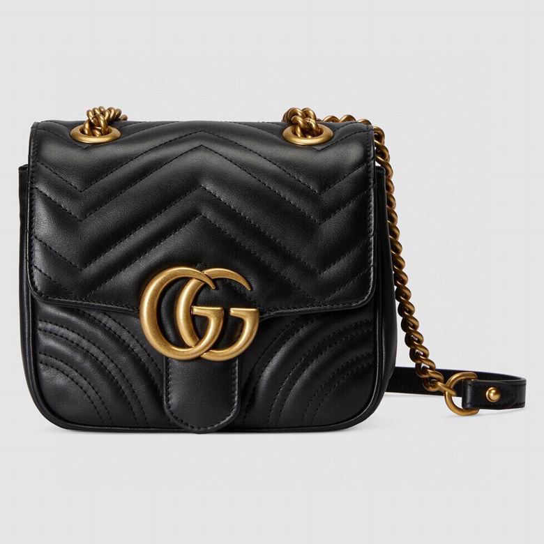 Gucci GG Marmont Mini Shoulder Bag in Black Matelassé Leather