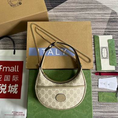 Gucci Ophidia Mini Half-Moon Shoulder Bag in Beige GG Supreme Canvas
