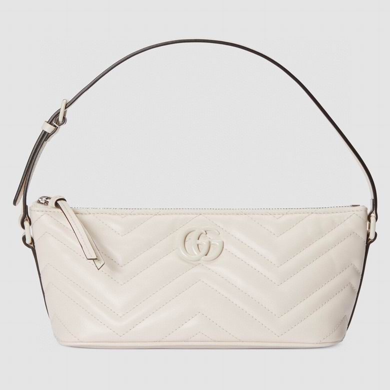 Gucci GG Marmont Small Shoulder Bag in White Matelassé Chevron Leather