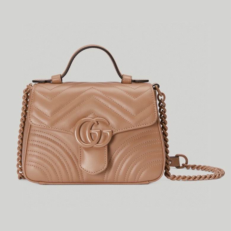 Gucci GG Marmont Mini Top-Handle Bag in Rose Beige Matelassé Leather
