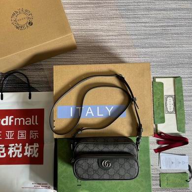 Gucci Ophidia Mini Camera-Style Crossbody Bag in Grey and Black GG Supreme