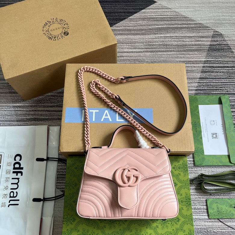 Gucci GG Marmont Mini Top-Handle Bag in Pink Matelassé Leather