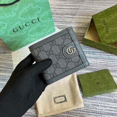 Gucci Ophidia GG Bi-Fold Wallet in Grey and Black GG Canvas