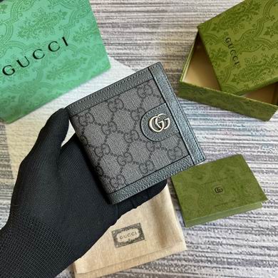 Gucci Ophidia GG Bi-Fold Wallet in Black and Grey GG Supreme Canvas