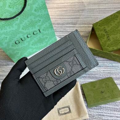 Gucci Ophidia GG Card Case Wallet in Grey GG Supreme Canvas and Leather
