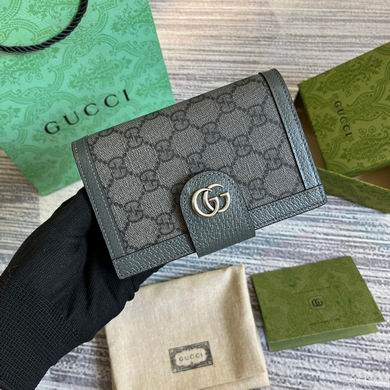 Gucci Ophidia GG Card Case Wallet in Grey GG Supreme Canvas