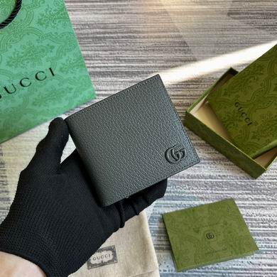 Gucci GG Marmont Bi-Fold Wallet in Dark Gray Grained Leather