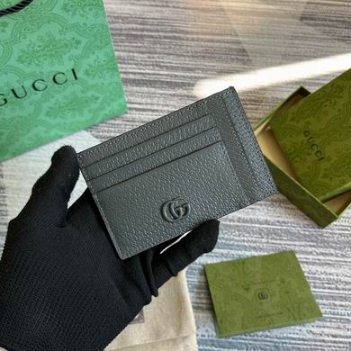 Gucci GG Marmont Card Case in Dark Gray Grained Leather