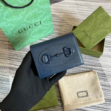 Gucci Horsebit 1955 Card Case Wallet in Navy Blue Leather