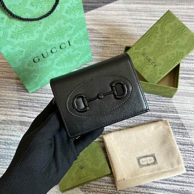 Gucci Horsebit 1955 Bifold Card Case Wallet in Black Leather