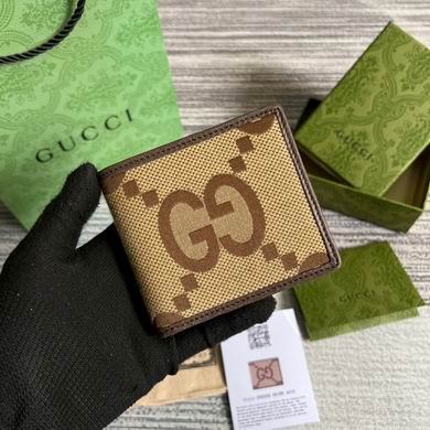Gucci Jumbo GG Bi-Fold Wallet in Beige and Ebony Canvas