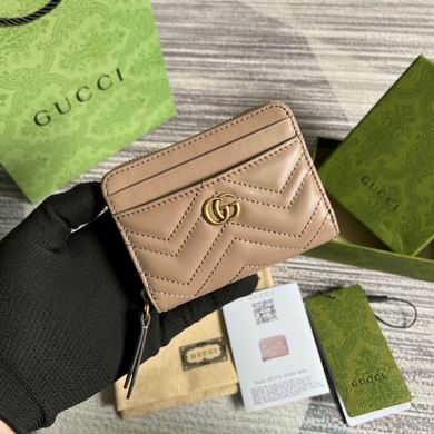 Gucci GG Marmont Zip Card Case Wallet in Dusty Pink Matelassé Leather