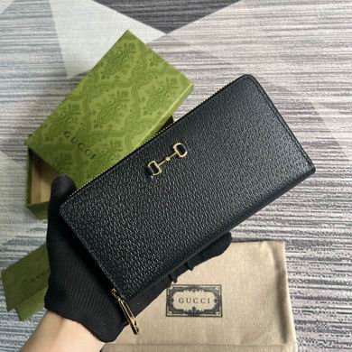 Gucci Horsebit Zip-Around Long Wallet in Black Grained Leather