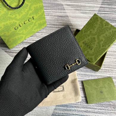 Gucci Horsebit 1955 Bi-Fold Wallet in Black Grained Leather