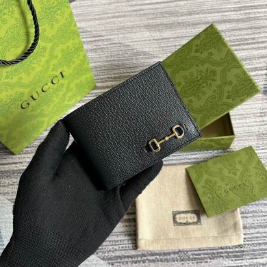 Gucci Horsebit 1955 Bi-Fold Wallet in Black Grained Leather