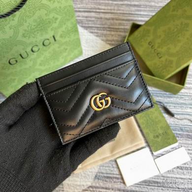 Gucci GG Marmont Card Case Wallet in Black Matelassé Leather