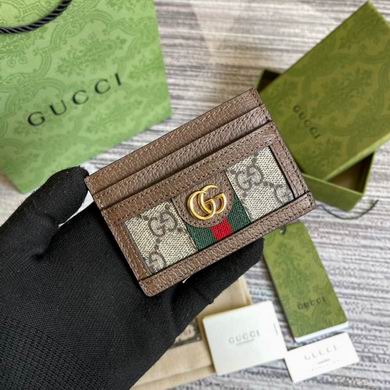 Gucci Ophidia GG Card Case Wallet in Beige Ebony GG Supreme Canvas