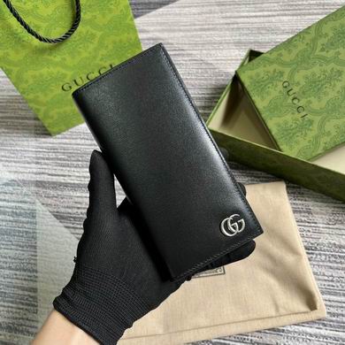 Gucci GG Marmont Long Bi-Fold Wallet in Black Leather