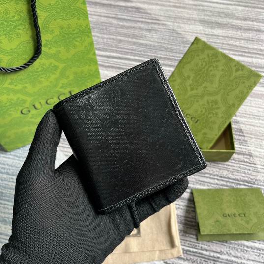 Gucci Bifold Wallet in Black GG Canvas with Leather Trim