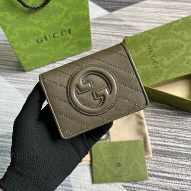 Gucci Blondie Card Case Wallet in Taupe Diagonal Quilted Leather