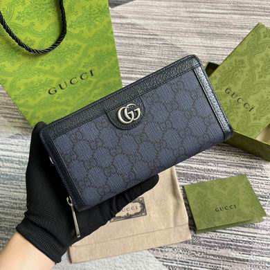Gucci Ophidia GG Zip-Around Wallet in Black GG Canvas with Leather Trim