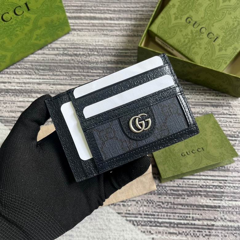 Gucci Ophidia GG Card Case Wallet in Navy GG Supreme Canvas and Leather