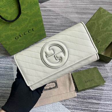 Gucci Blondie Continental Flap Wallet in White Diagonal Quilted Leather