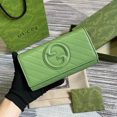 Gucci Blondie Continental Flap Wallet in Green Quilted Leather