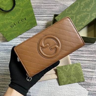 Gucci Blondie Zip-Around Wallet in Brown Diagonal Quilted Leather