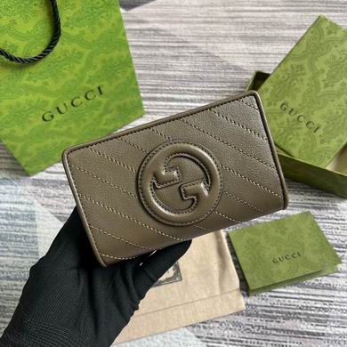 Gucci Blondie Compact Wallet in Taupe Diagonal-Quilted Leather