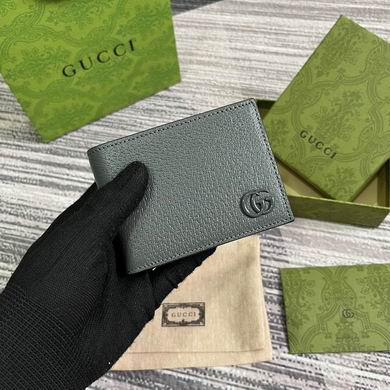 Gucci GG Marmont Bi-Fold Wallet in Grey Grained Leather