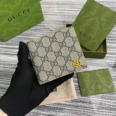 Gucci GG Supreme Canvas Bifold Wallet with Interlocking G Detail in Beige/Ebony