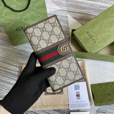 Gucci Ophidia GG Long Wallet in Beige Ebony GG Supreme Canvas with Web Stripe