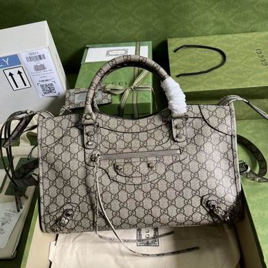 Gucci x Balenciaga Hacker Project Classic City Bag in Beige GG Supreme Canvas