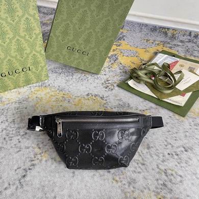 Gucci GG Embossed Belt Bag in Black Leather