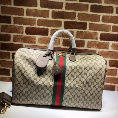 Gucci Ophidia GG Large Carry-On Duffle Bag in Beige Ebony GG Supreme Canvas