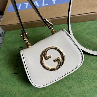 Gucci Blondie Mini Top-Handle Bag in White Leather with Interlocking G